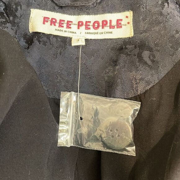 Free People Black Silky Printed Blazer - Picture 6 of 9